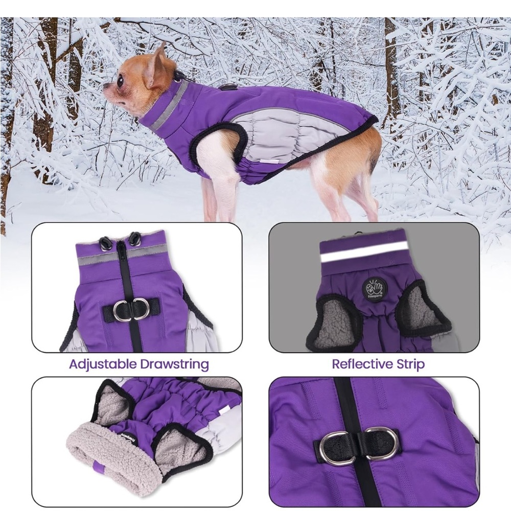 NWT Reflective Fleece Dog Jacket Warm - Picture 3 of 8